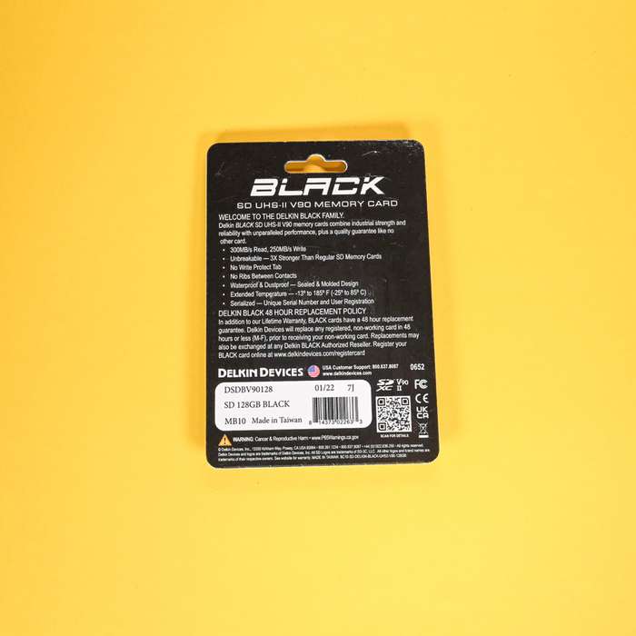 Delkin SD BLACK Rugged UHS-II (V90) R300/W250 128GB | odolná SD karta
