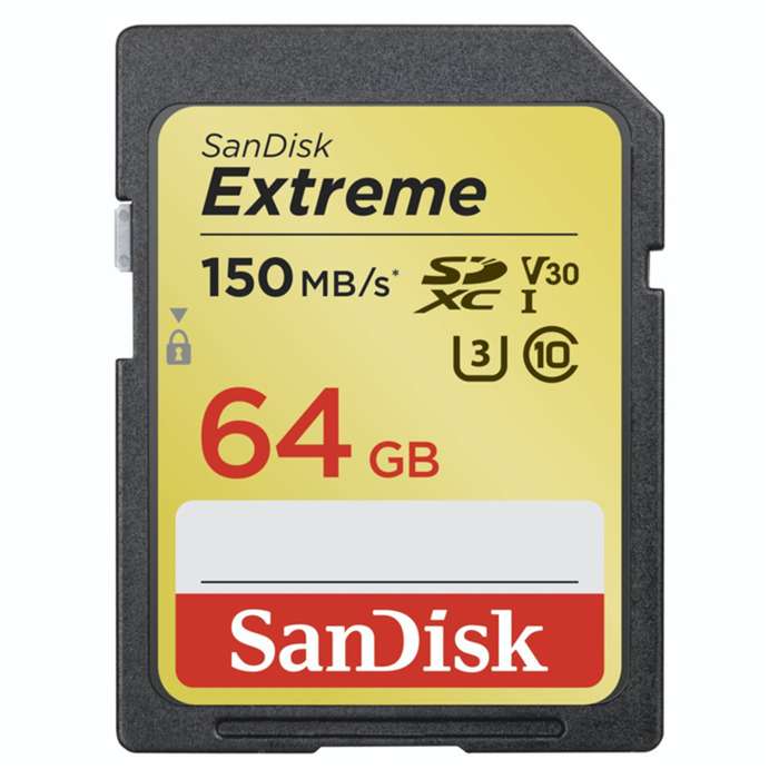 SANDISK SDXC 64GB EXTREME 150 MB/s C10 V30 UHS-I U3 | SD karta