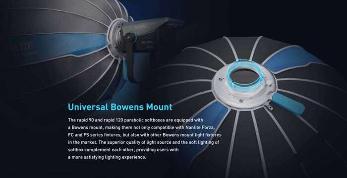 Nanlite  Rapid 120 Parabolic Softbox  Bowens s voštinou | SB-RP120
