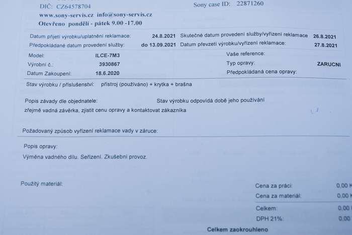 Sony Alpha A7 III | 3930867 | nová závěrka