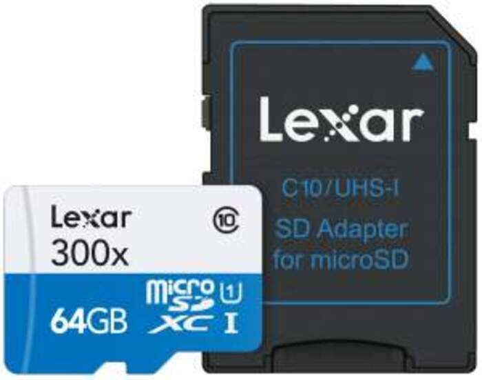Lexar microSDXC 300x 64 GB Class 10 UHS-I U1 + SD adaptér