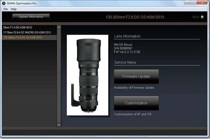 Aktualizace firmware objektivů Sigma pro Nikon ( Art, Sports, Contemporary)