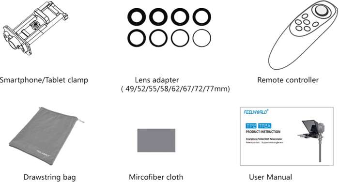 Feelworld  teleprompter TP2  |  čtecí zařízení