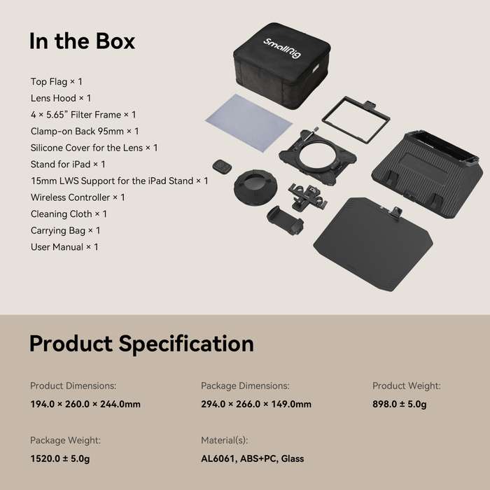 SmallRig 3646 Teleprompter  | set  Čtecí zařízení pro 11" tablet  + rail systém