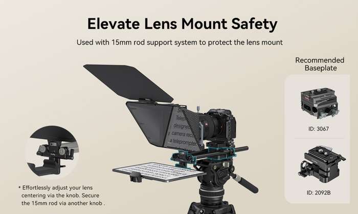 SmallRig 3646 Teleprompter  | set  Čtecí zařízení pro 11" tablet  + rail systém