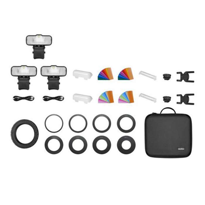 Godox MF12 | Set 3ks bateriových macro blesků s příslušenstvím