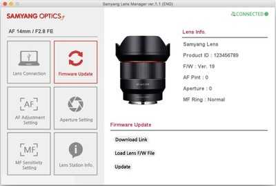 Aktualizace firmware objektivů Samyang pro Sony E