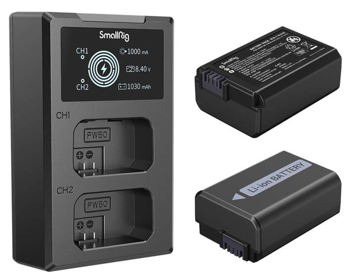 Smallrig 3818 NP-FW50 Battery & Charger Kit | Set dvou baterií a nabíječky