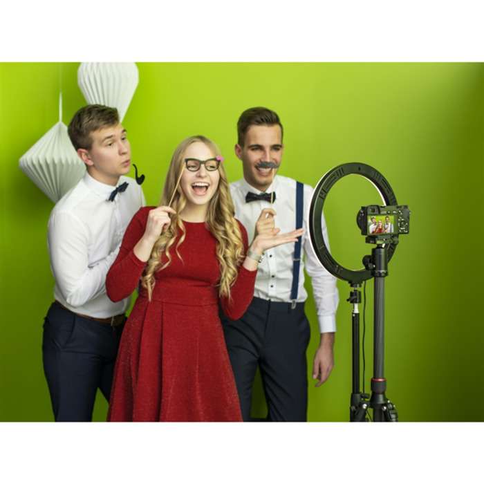 Hama SpotLight Steady 120 II, kruhové LED světlo 12" pro telefon, Bluetooth spoušť, stativ