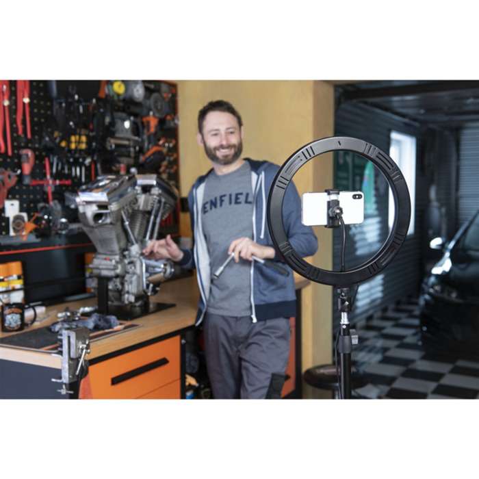 Hama SpotLight Steady 120 II, kruhové LED světlo 12" pro telefon, Bluetooth spoušť, stativ