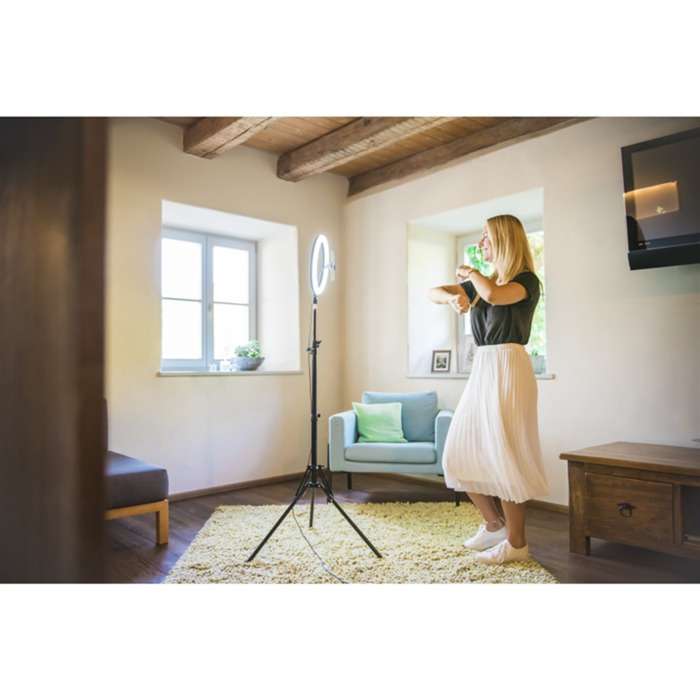 Hama SpotLight Steady 120 II, kruhové LED světlo 12" pro telefon, Bluetooth spoušť, stativ