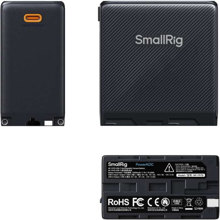 Smallrig 4469 Camera Battery USB-C Rechargeable NP-F970 Black