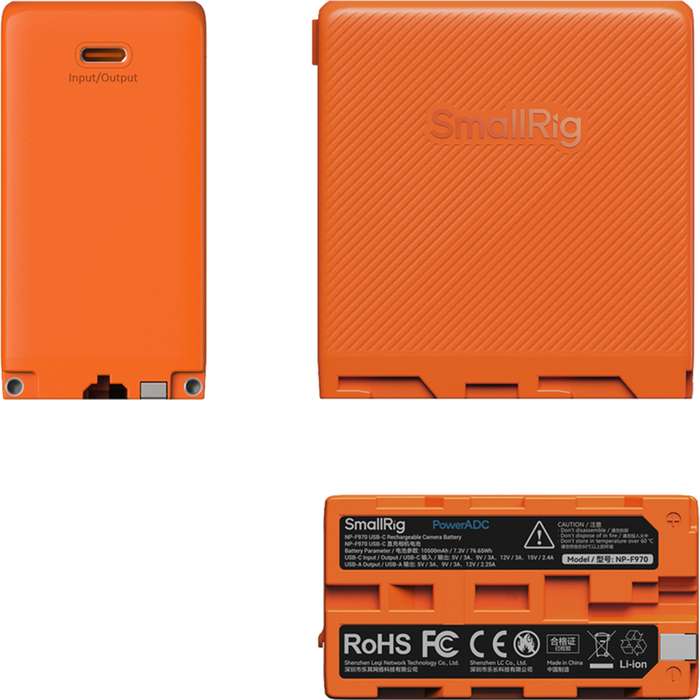 Smallrig 4576 Camera Battery USB-C Rechargeable NP-F970 Orange