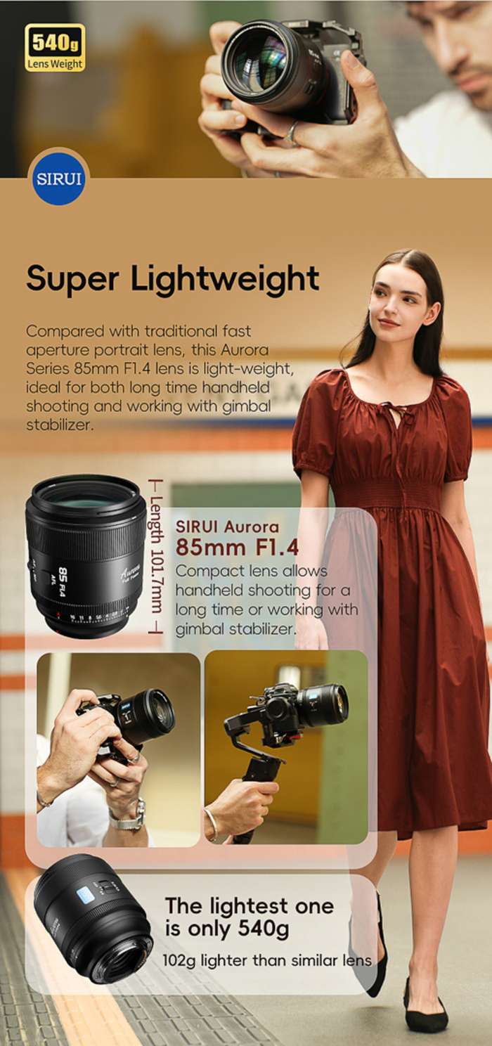 Sirui  Lens Aurora Full Frame AF 85mm F1.4 |  Fuji X