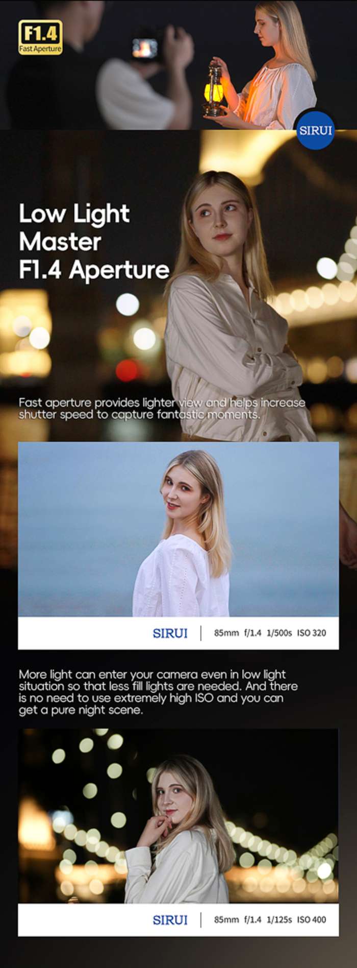 Sirui  Lens Aurora Full Frame AF 85mm F1.4 |  Fuji X