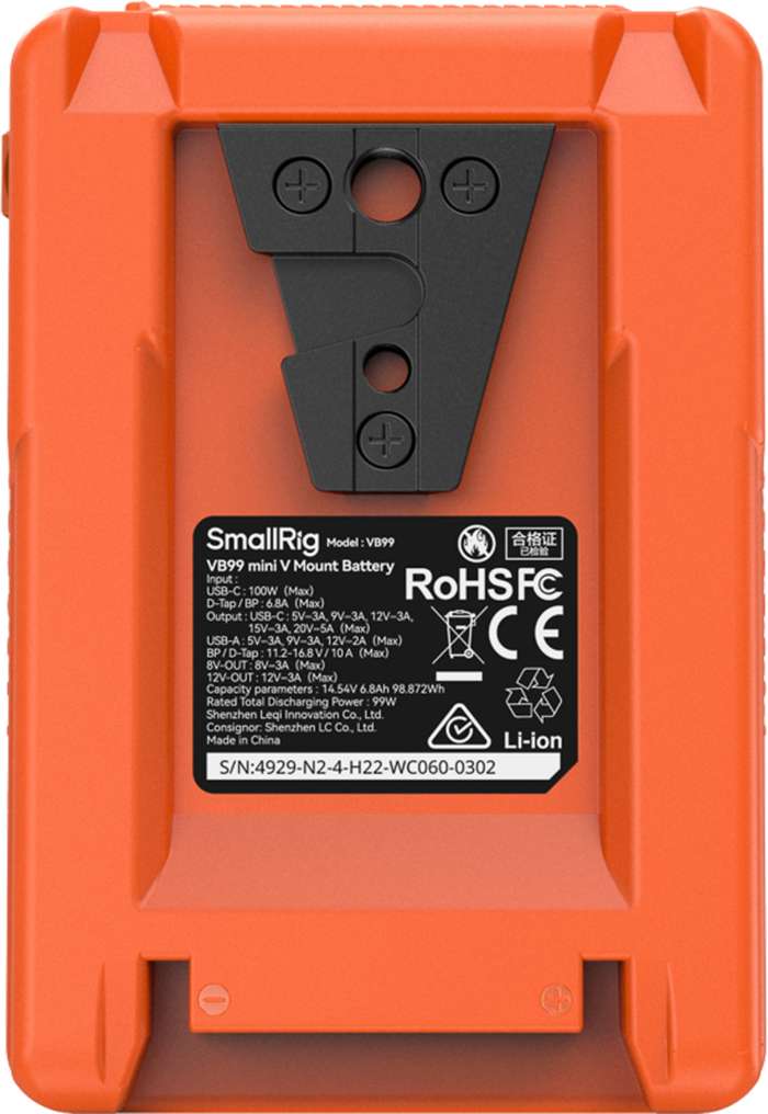 SmallRig 4929 V-Mount Battery Mini VB99 Orange