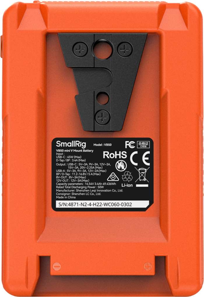 SmallRig  4871 V-Mount Battery Mini VB50 (Orange)