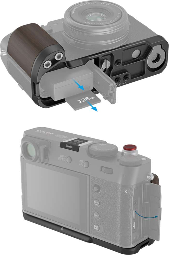 SmallRig  4805 Wooden L-Shape Grip for FUJIFILM X100VI / X100V Black | L-plate