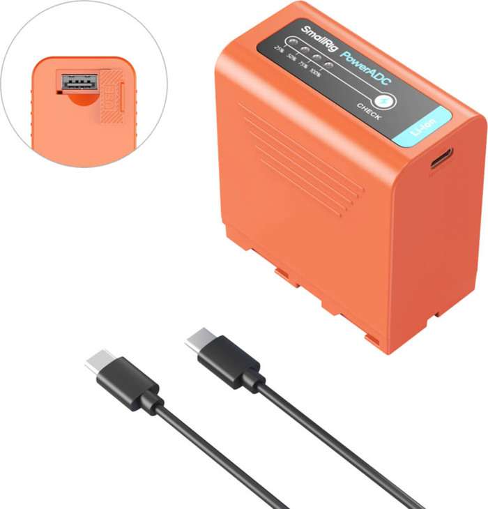 Smallrig 4972 NP-F970 USB-C Rechargeable Camera Battery Orange