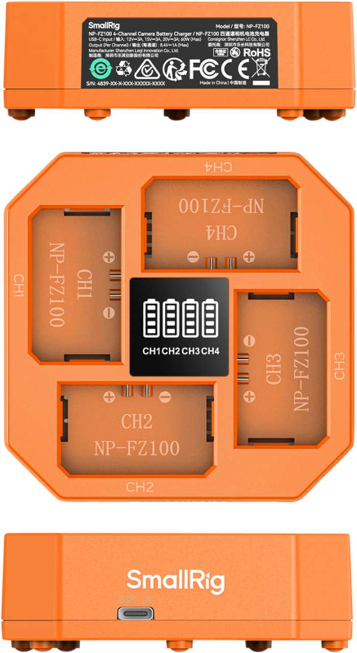 SmallRig  4839 NP-FZ100 4-Channel Camera Battery Charger | 4 portová nabíječka