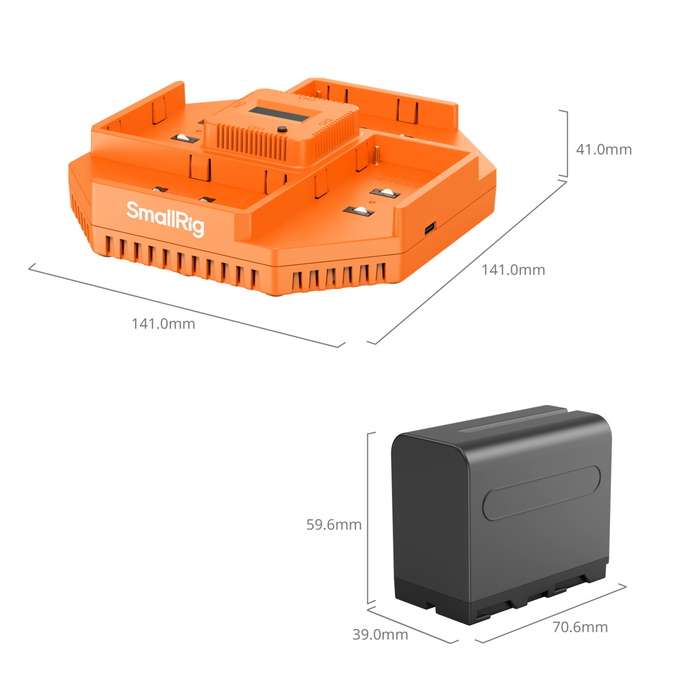 SmallRig  4834 NP-F970 4-Channel Camera Battery Charger & 4-Battery Kit  | 4 portová nabíječka +  4x baerie