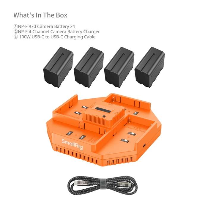 SmallRig  4834 NP-F970 4-Channel Camera Battery Charger & 4-Battery Kit  | 4 portová nabíječka +  4x baerie