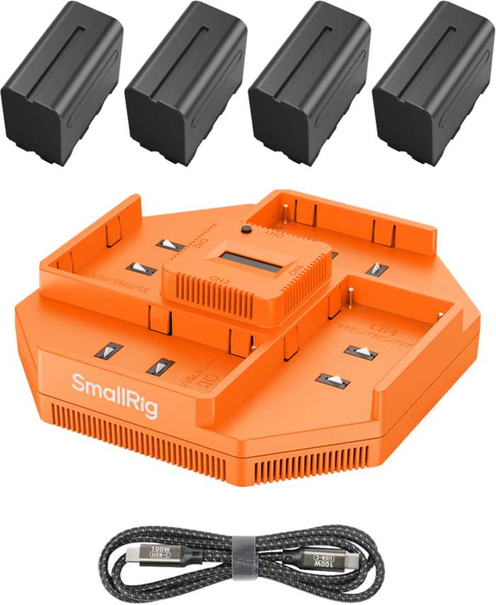SmallRig  4834 NP-F970 4-Channel Camera Battery Charger & 4-Battery Kit  | 4 portová nabíječka +  4x baerie