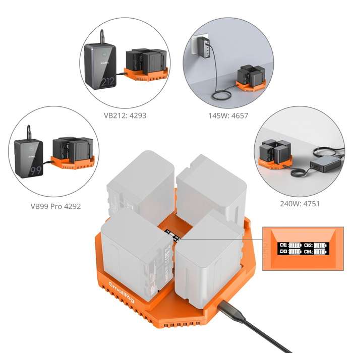 SmallRig  4837 NP-F 4-Channel Camera Battery Charger
