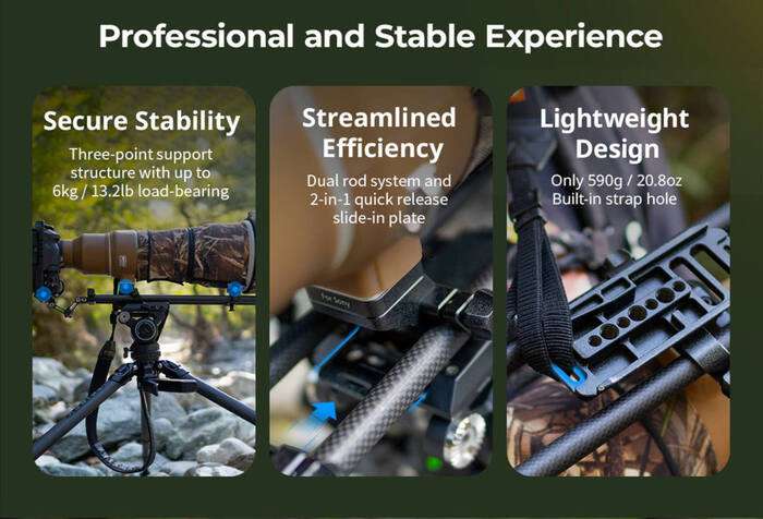 SmallRig  4722 Wildlife Photography Lens Support Kit (Touch & Go Plate S) | Podpora teleobjektivu