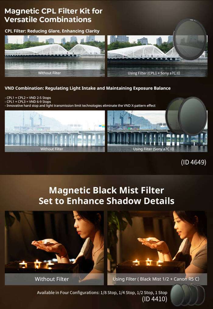 SmallRig  4650 Black Diffusion Filter Kit  | Set magnetických  mist filtrů