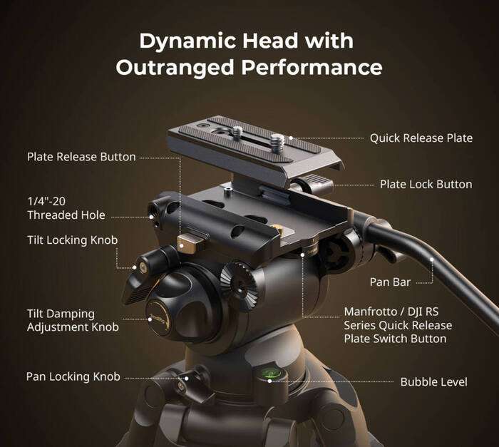 SmallRig  4686 Heavy-Duty Fluid Head Video Tripod Kit AD-01S  |  Video stativ