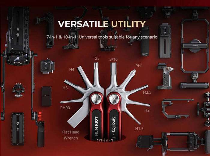 SmallRig  4813 x FILM RIOT 10-in-1 Folding Wrench Set with Multiple Angle Positioning Red |  nářadí