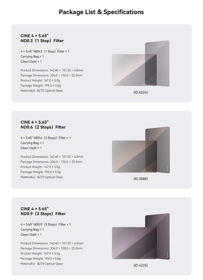 SmallRig  4224 Cine Filter 4x5.65" ND0.3 (1 stop) | 100x140 ND2  filtr