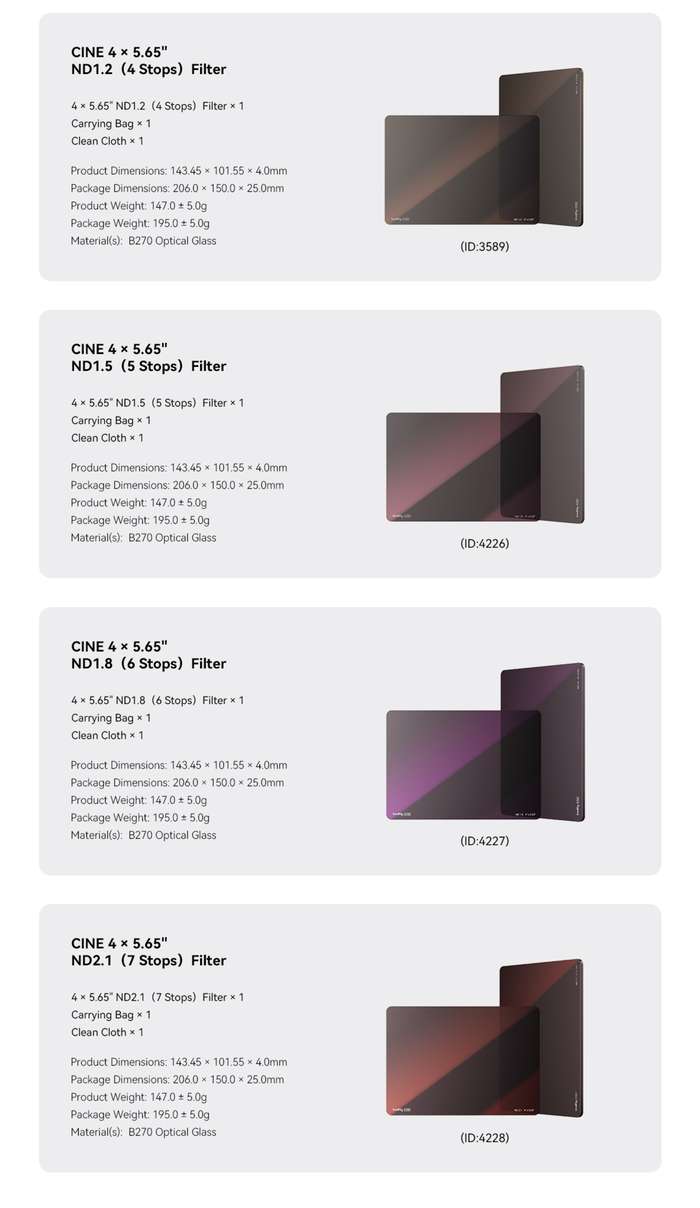 SmallRig 4227 Cine Filter 4x5.65" ND1.8 (6 stop) | 100x140 ND64 filtr