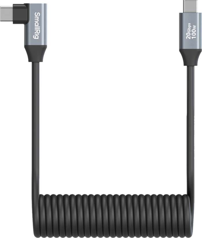 SmallRig  4792 USB-C Straight to USB-C Angled Coiled Data Cable | USB-C kroucený datový kabel 35cm
