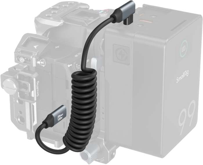 SmallRig  4792 USB-C Straight to USB-C Angled Coiled Data Cable | USB-C kroucený datový kabel 35cm