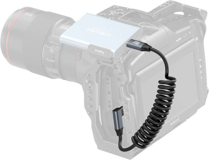 SmallRig  4792 USB-C Straight to USB-C Angled Coiled Data Cable | USB-C kroucený datový kabel 35cm