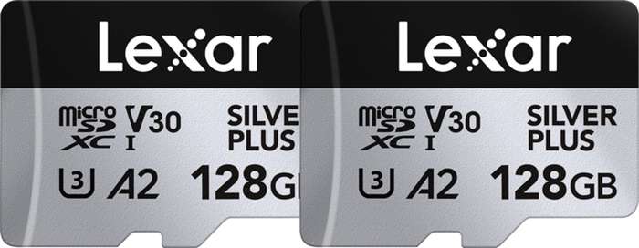 2 x Lexar  microSDXC Silver Plus 1066x UHS-I/U3/A2/4K R205/W150 (V30) 128GB