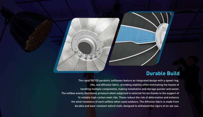 Nanlite  Rapid 120 Parabolic Softbox  Bowens s voštinou | SB-RP120