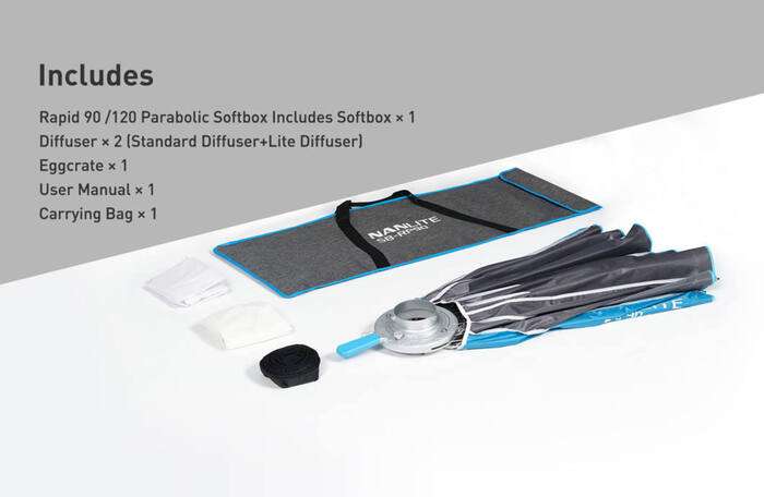 Nanlite  Rapid 120 Parabolic Softbox  Bowens s voštinou | SB-RP120