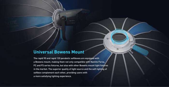 Nanlite  Rapid 120 Parabolic Softbox  Bowens s voštinou | SB-RP120