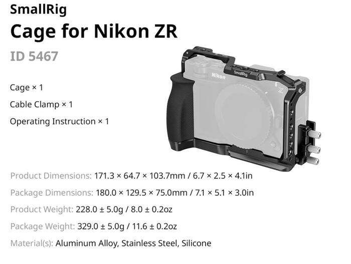 SmallRig  5467 Cage for Nikon ZR | Klec pro Nikon ZR