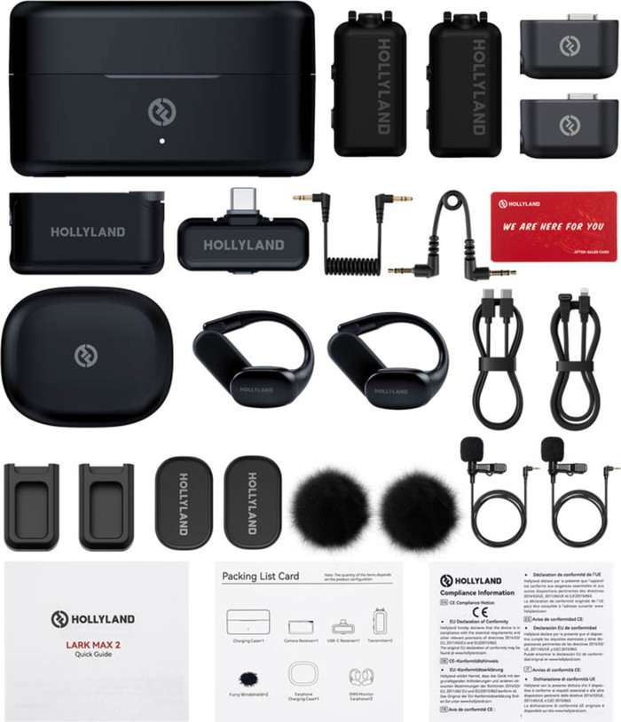 Hollyland LARK MAX 2 Ultimate Combo with OWS Monitor Earphone + Camera RX + USB-C RX