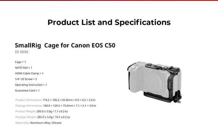 SmallRig  5656 Cage for Canon EOS C50 | klec