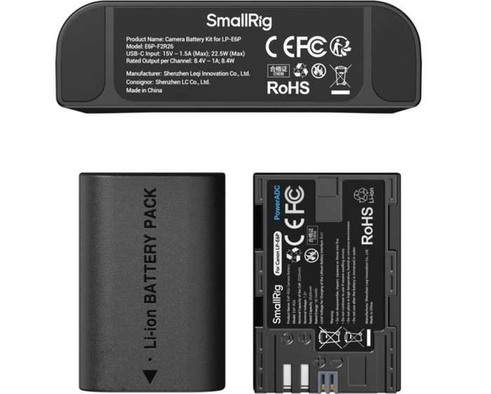 Smallrig 5485 Turbo Charging Kit for LP-E6P Camera Batteries | Duální nabíječka + 2x baterie