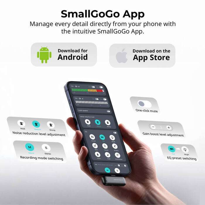 SmallRig  5717 S70-C2 Wireless Microphone with USB-C Adapter for Phones (Black) | 2 x bezdrátový mikrofon