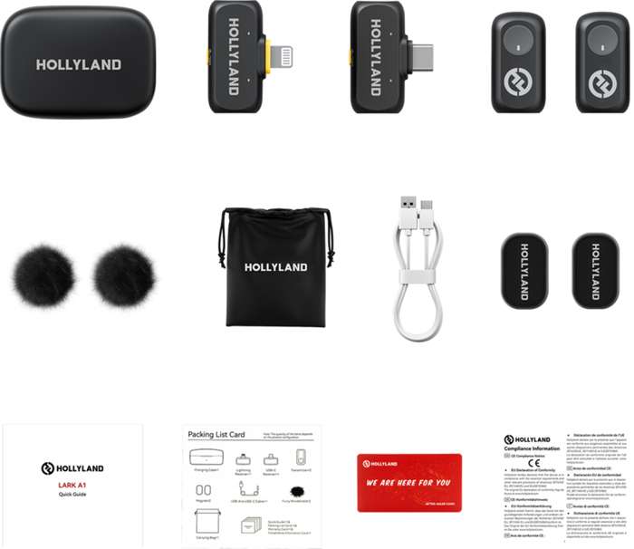 Hollyland LARK A1 Combo with USB-C RX + Lightning RX + Charging Case | Bezdrátový mikrofonní systém