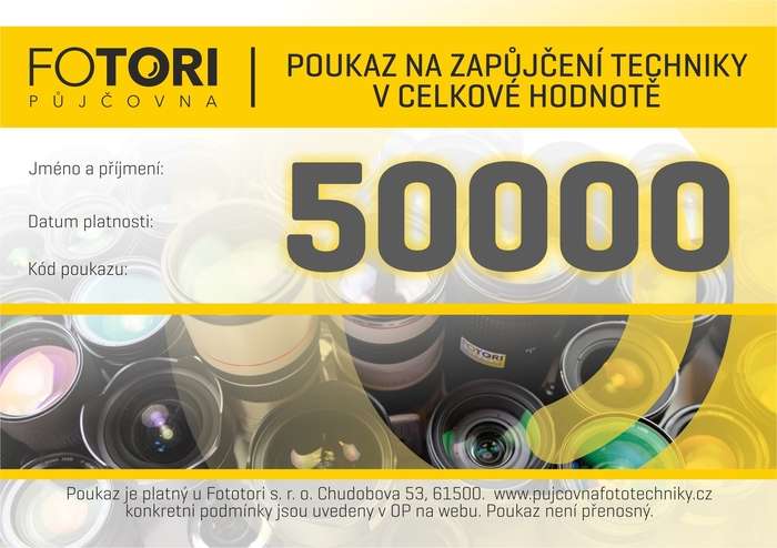 Poukaz na služby půjčovny | 50000,- Kč