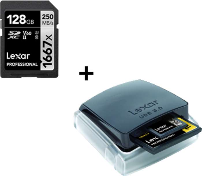 Lexar Pro 1667x SDXC UHS-II U3 128 GB R250/W120 + duální čtečka UHS II