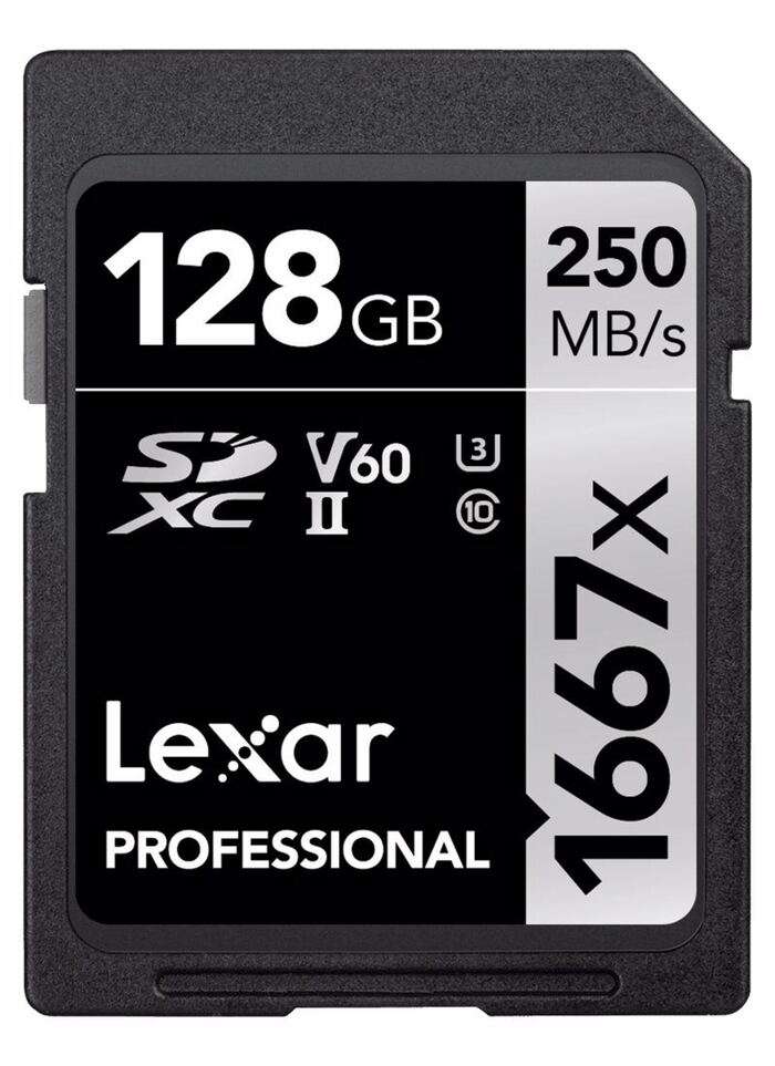 Double set |  2x Lexar Pro 1667x SDXC UHS-II U3 128 GB R250/W120